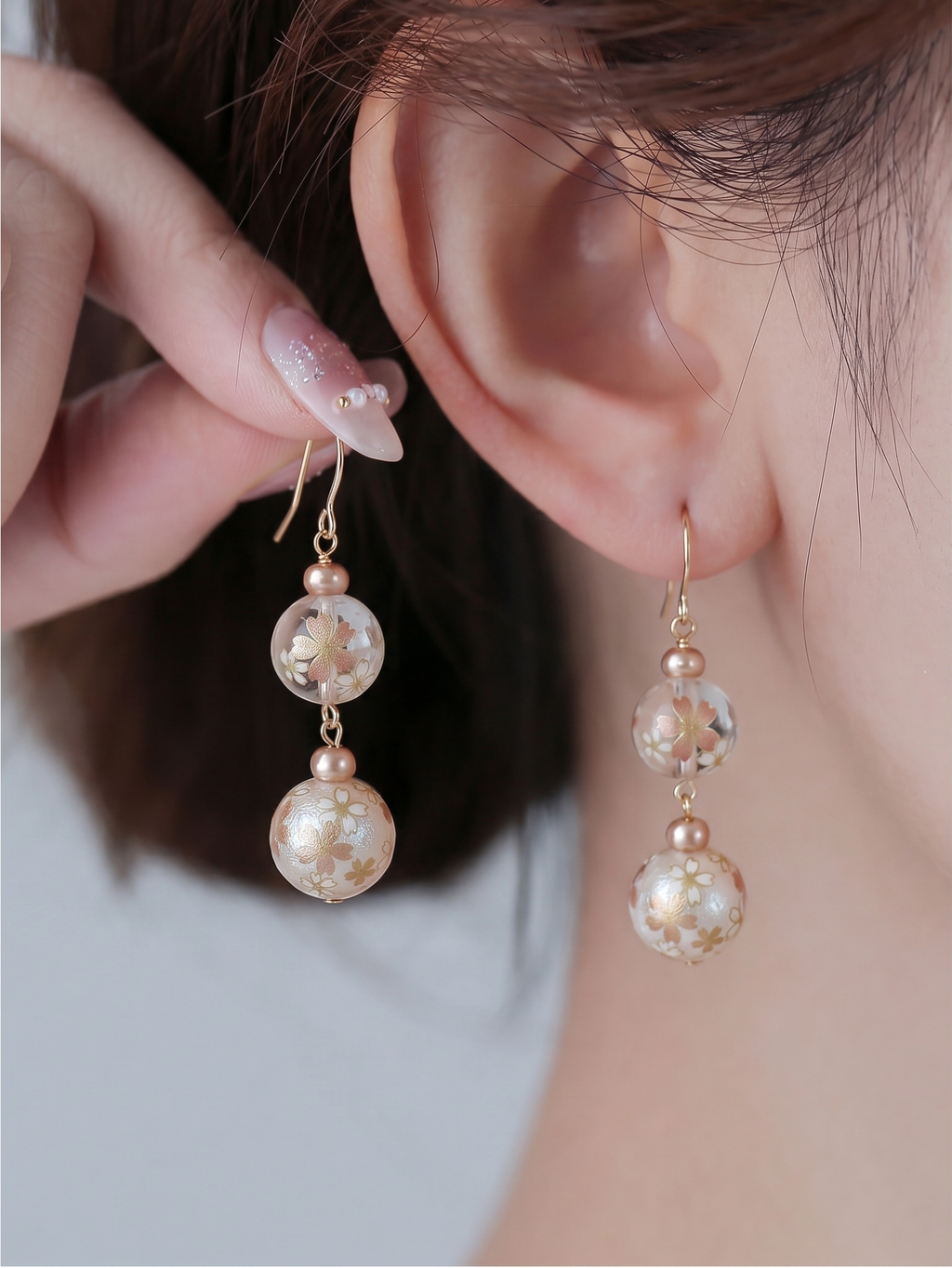 Japanese tensha beads and freshwater golden pearl earrings with surgical stainless gold hooks