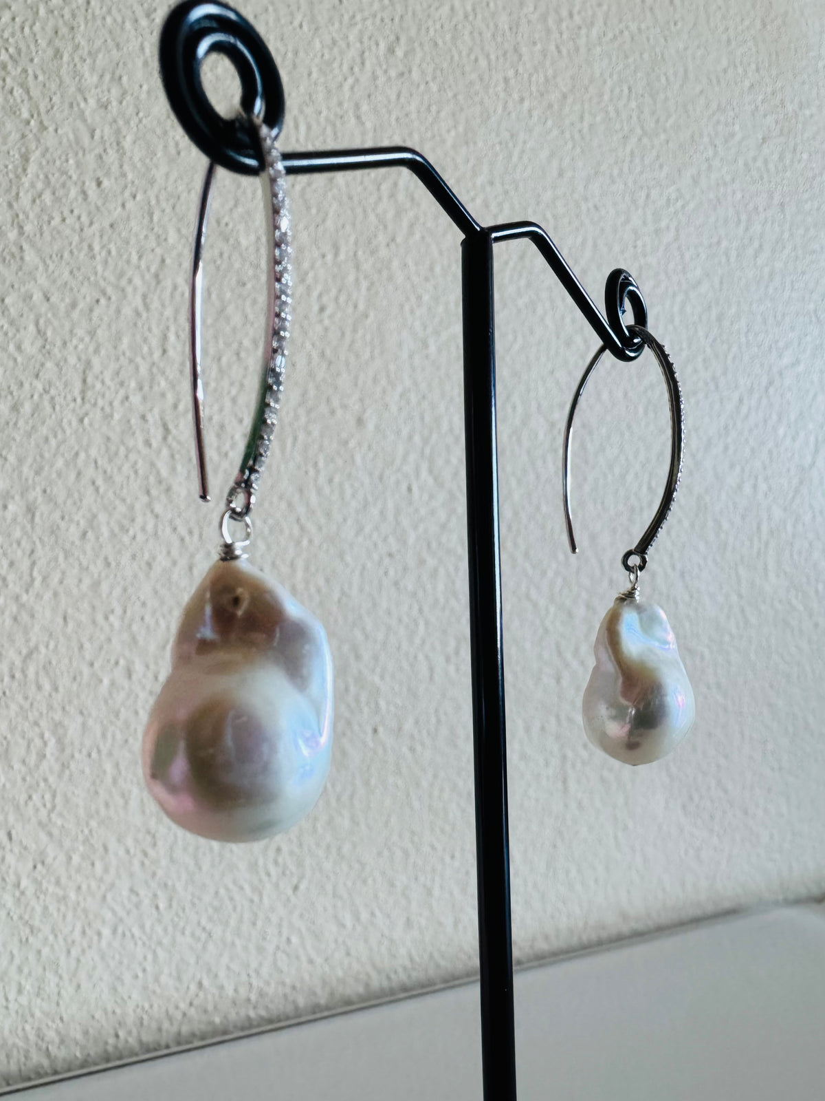 925 Sterling Silver Baroque Pearl Drop Earrings, Rhodium Plated Freshwater Pearl Dangle Earrings, Elegant Bridal Jewellery, Anniversary Gift