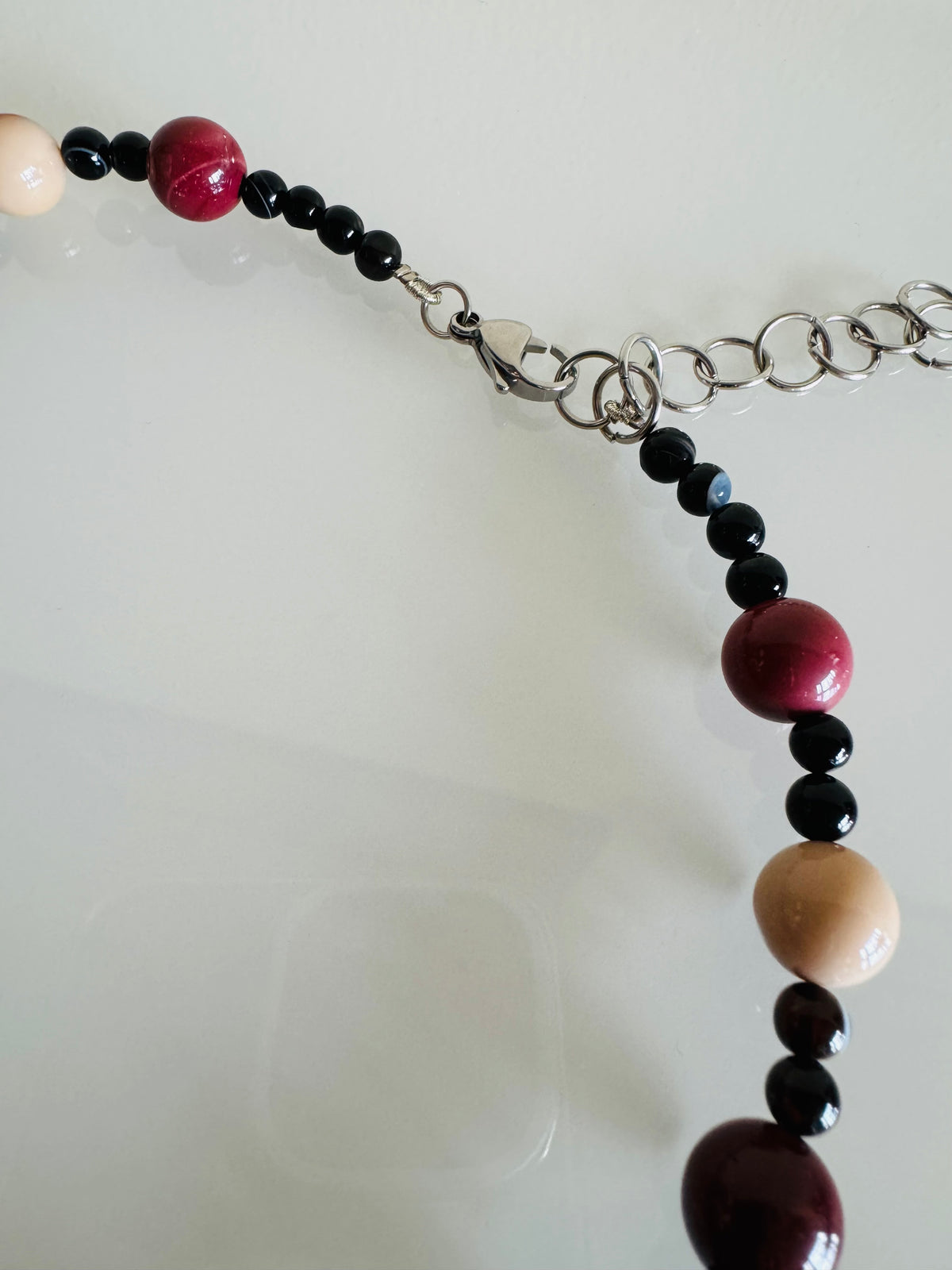 Mookaite Jasper and Red Shell Pearl Necklace, Surgical Stainless Steel Clasp, Tarnish Resistant Brass Chain, Gift for Her, Handmade Sydney