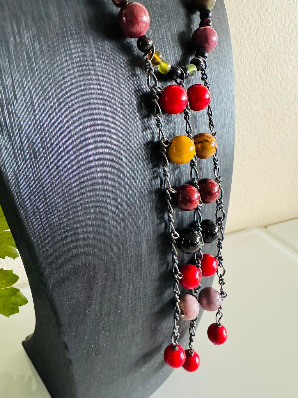 Mookaite Jasper and Red Shell Pearl Necklace, Surgical Stainless Steel Clasp, Tarnish Resistant Brass Chain, Gift for Her, Handmade Sydney