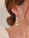 Freshwater Off Round White Pearl Trilogy Earrings with Surgical Stainless Settings, Tarnish Fee, Waterproof, Handmade Australia, Gift for Her