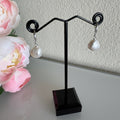 Sterling silver freshwater baroque pearl earrings with cubic zirconia melees