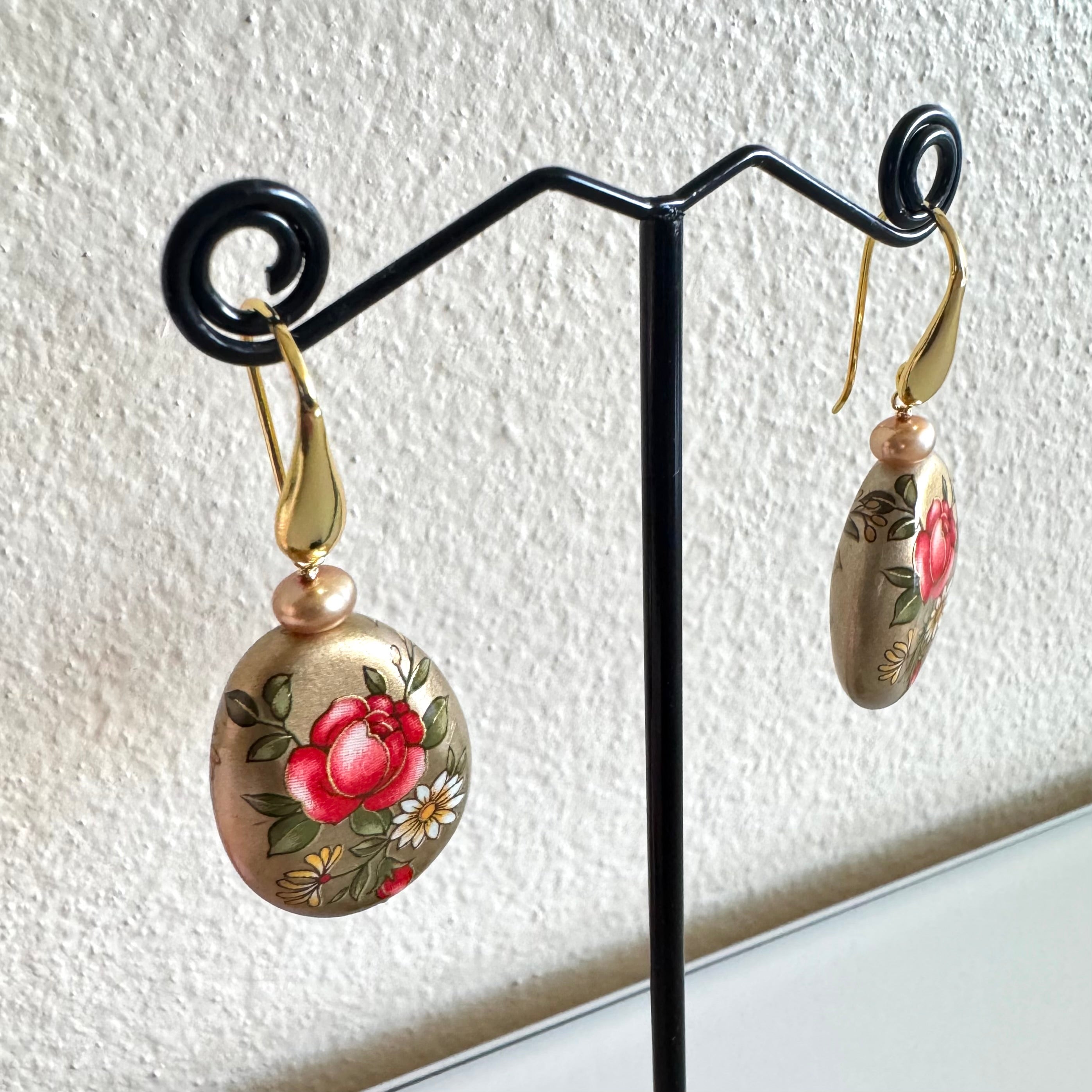Sterling silver Japanese tensha beads and freshwater pearl earrings