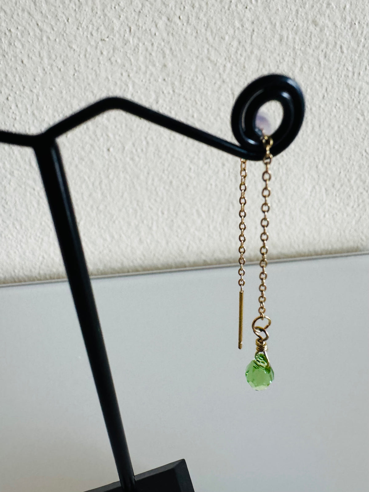 Swarovski Crystal Drop Earrings, Surgical Stainless Gold Dangle Chain Earrings, Handmade Australian Jewellery, Peridot Green Colour