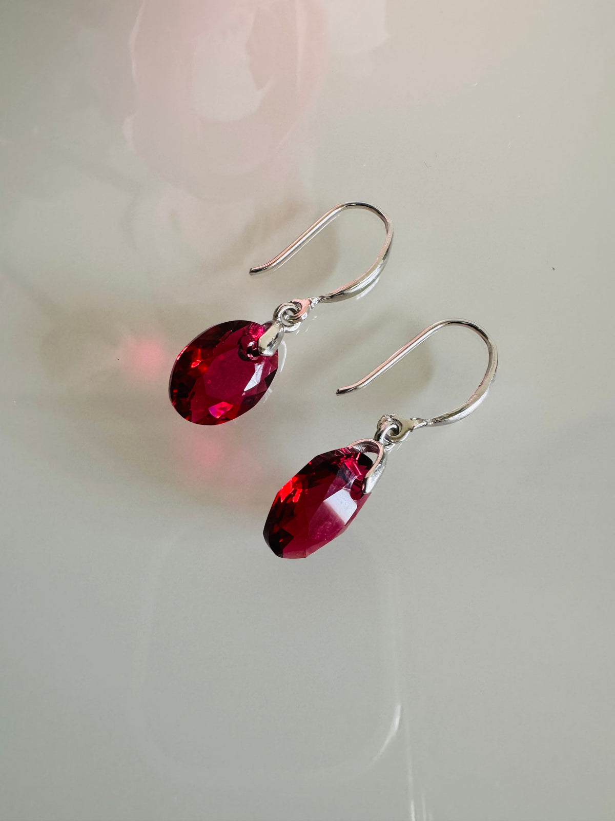 Swarovski Crystal Drop Earrings, Sterling Silver Dangle Earrings, Handmade Australian Jewellery, Red Crystal Earrings, Gift for Her