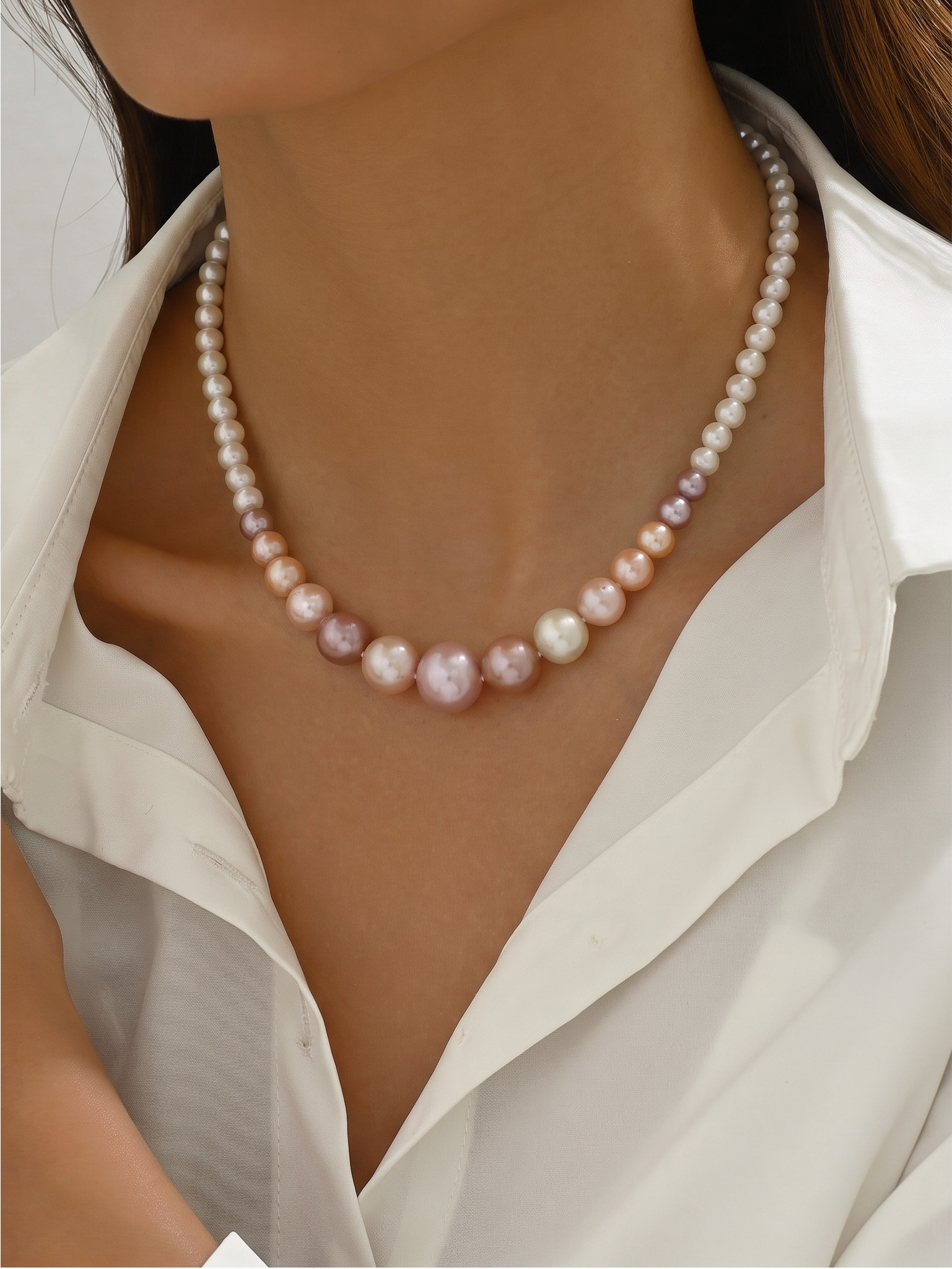 Natural Multiple Pink colours and White Freshwater Pearl Necklace, Surgical Stainless clasps, Handmade Australia