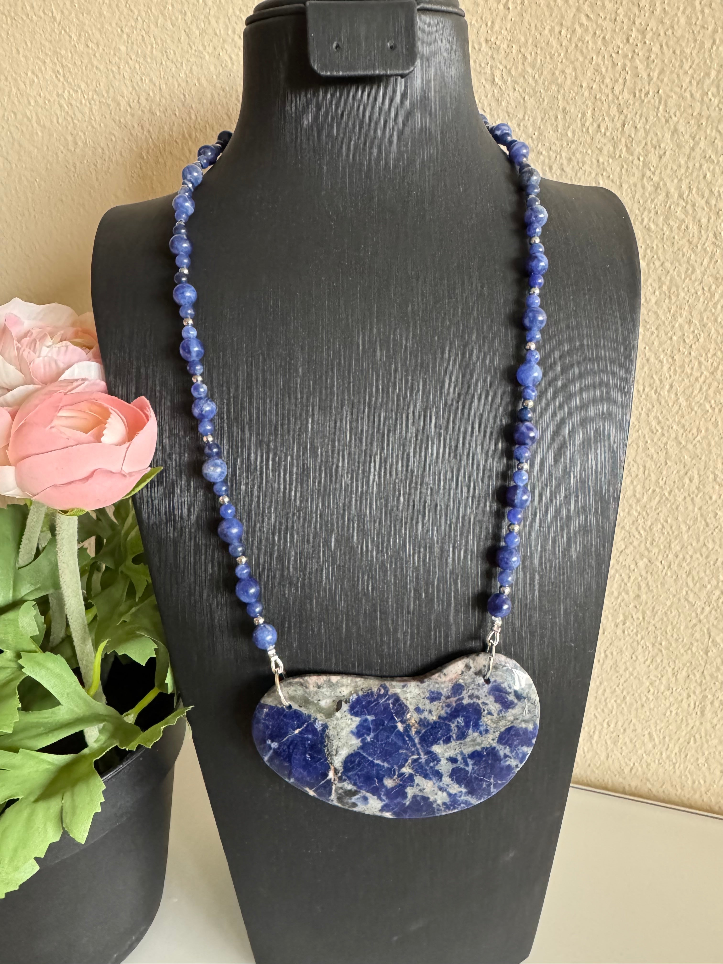 Sodalite necklace with stainless settings(Tarnish free)