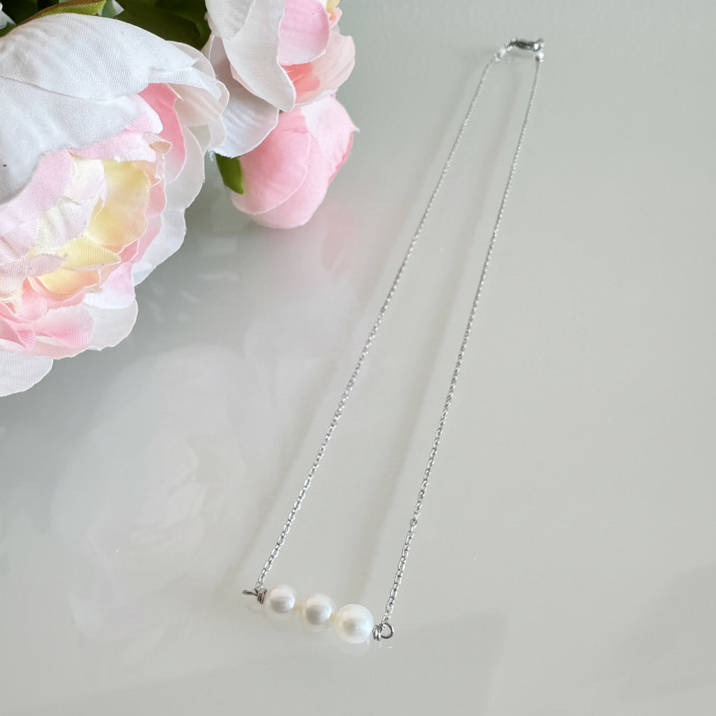 Freshwater pearl necklace with stainless chain(Tarnish free & water proof)