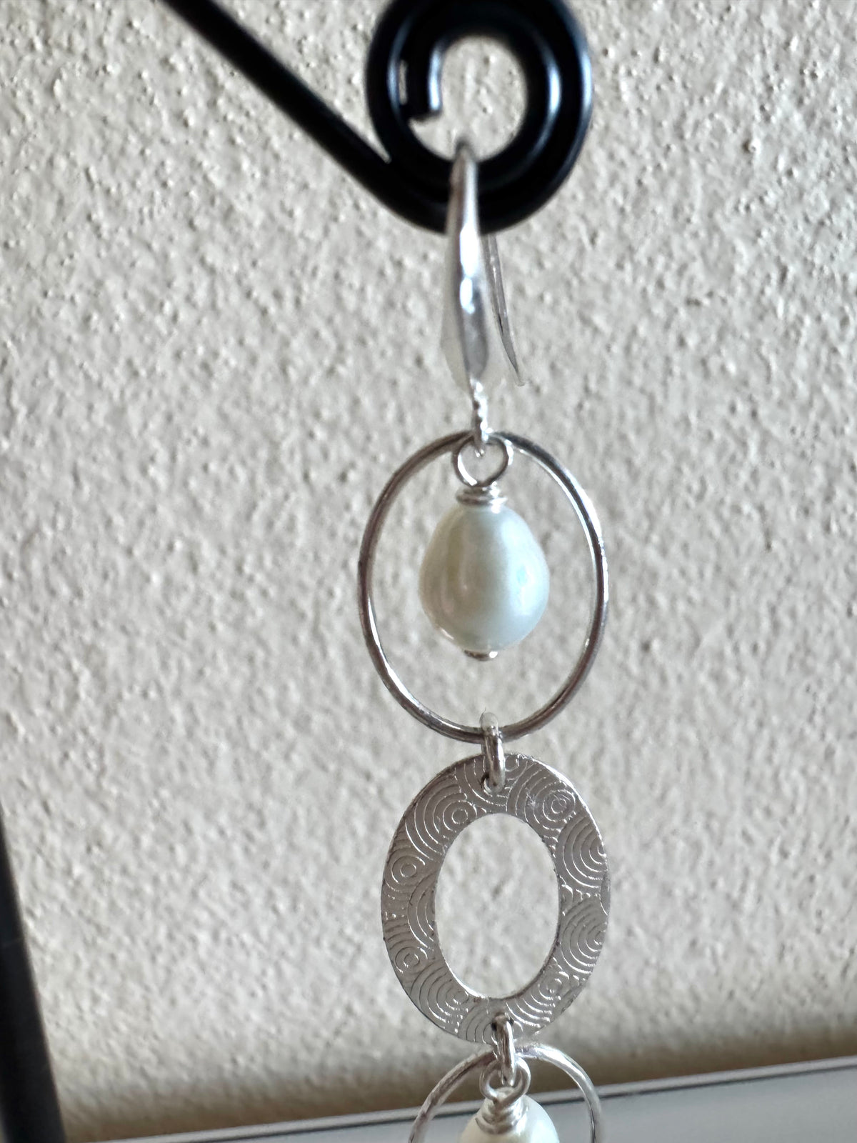 Sterling Silver Freshwater Pearl Trilogy Earrings Long Dangle Statement Earrings Handmade in Australia Gift for Her Anniversary Gift