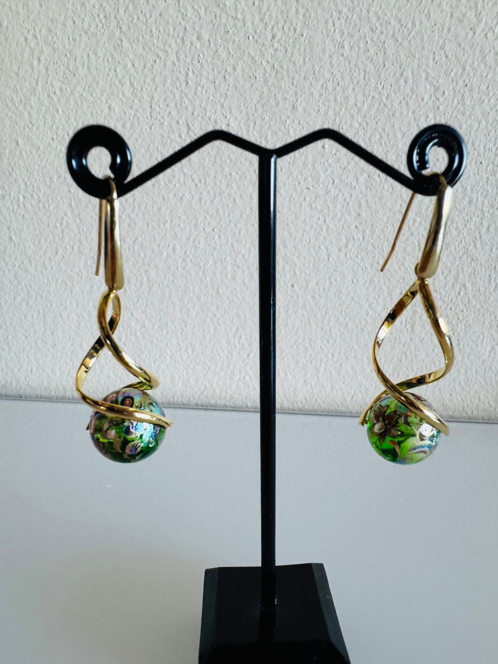 Japanese Tensha Beads Earrings with Surgical Gold Stainless Steel Hooks