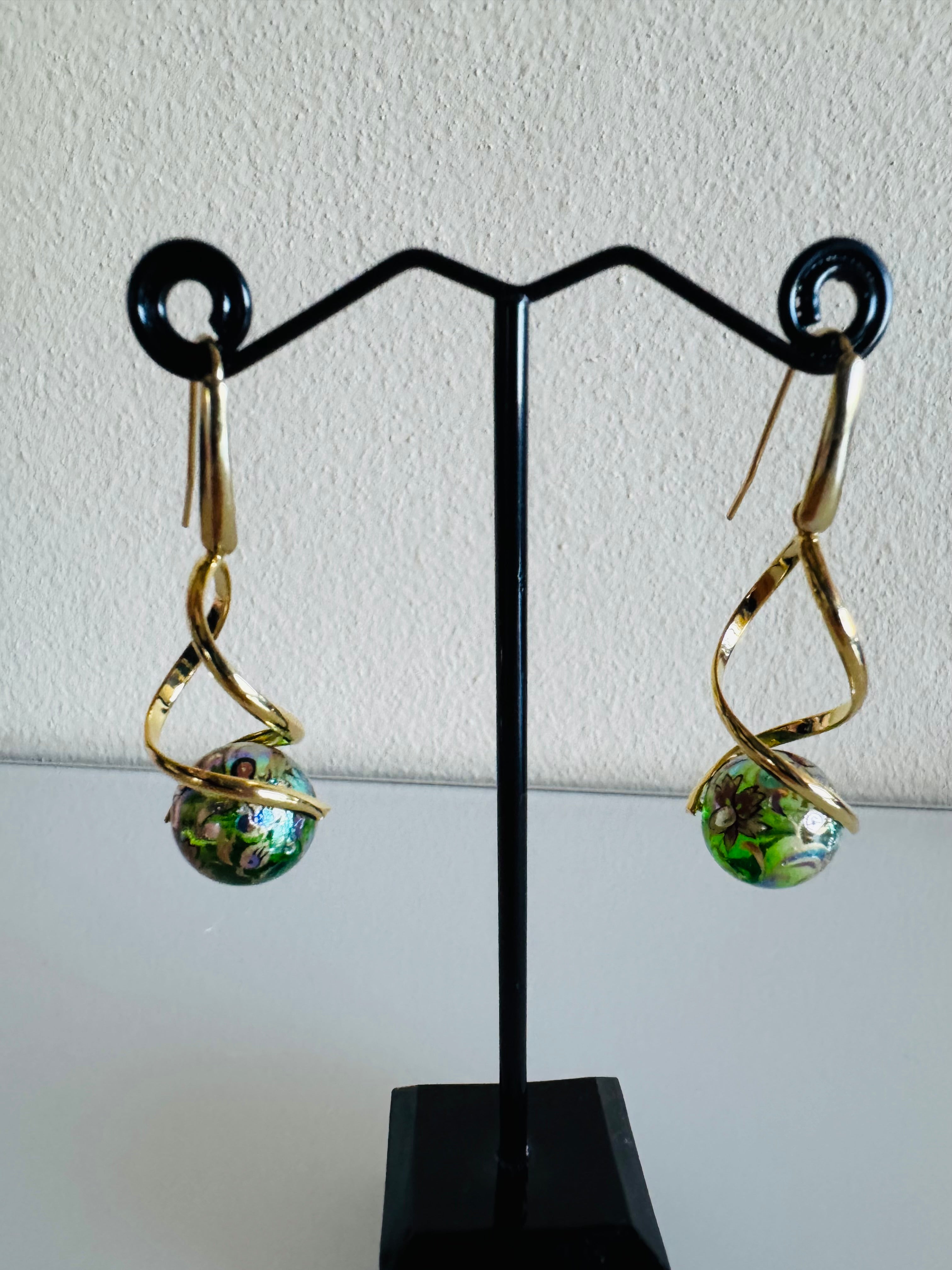 Japanese Tensha Beads Earrings with Surgical Gold Stainless Steel Hooks