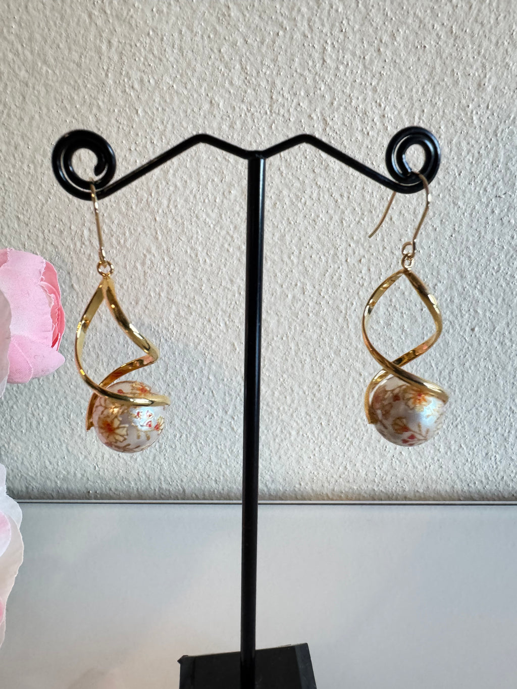 Japanese tensha beads earrings with surgical stainless settings