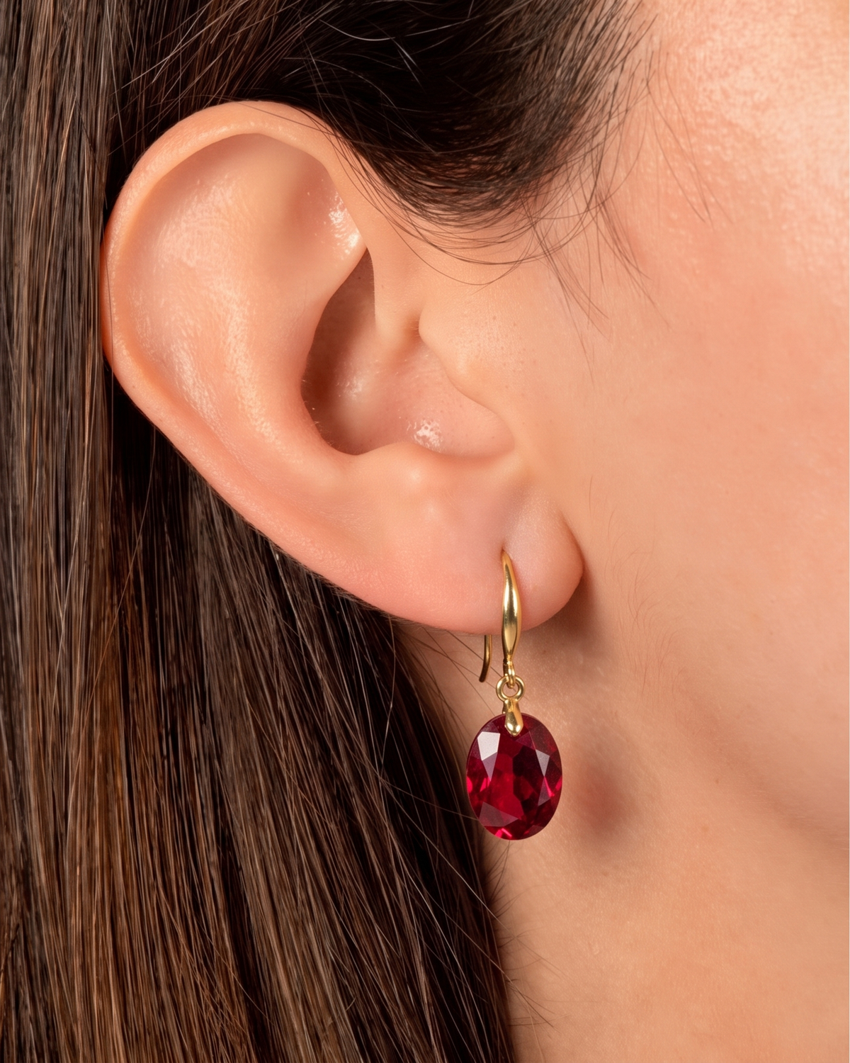 Swarovski Crystal Drop Earrings, Sterling Silver Gold Dangle Earrings, Handmade Australian Jewellery, Red Crystal Earrings, Gift for Her