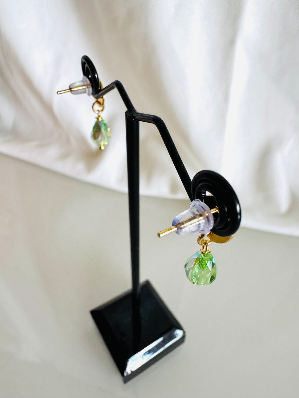 Peridot Green Crystal Drop Earrings, Swarovski Crystal & Surgical Stainless Gold Studs , Handmade in Australia