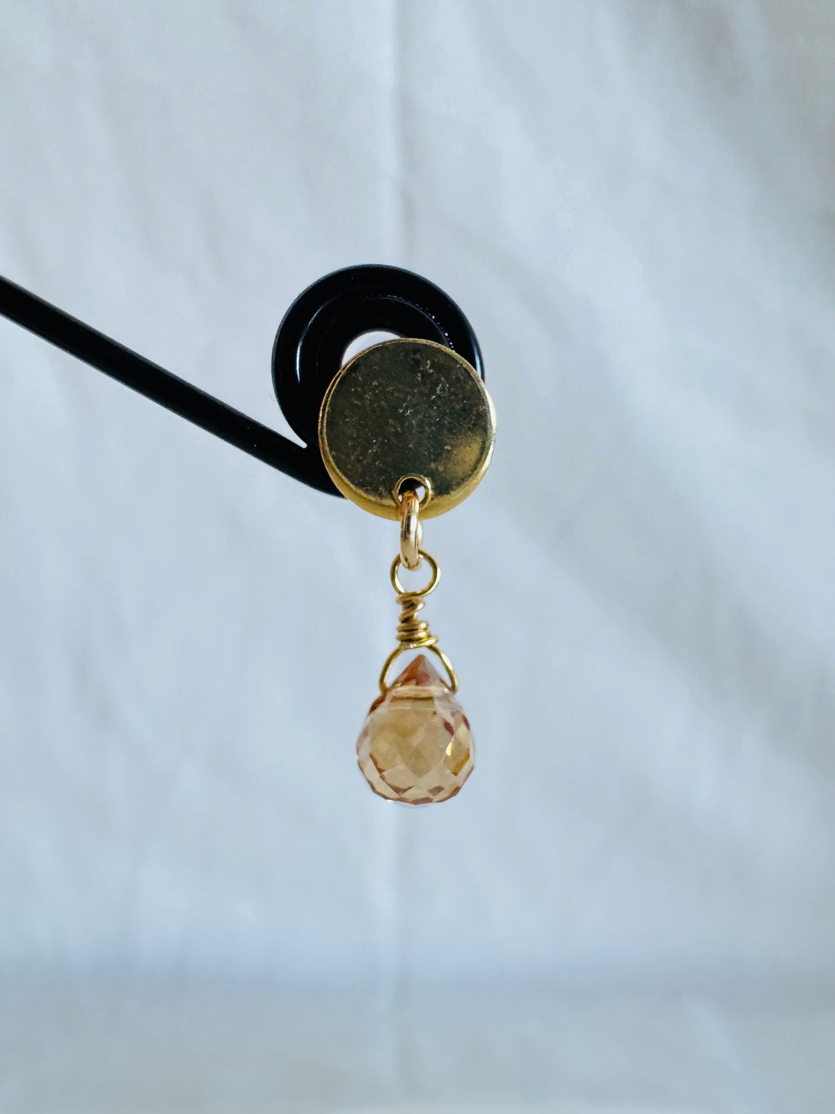 Handmade Golden Crystal Drop Earrings, Surgical Stainless Gold Studs, Lightweight Comfort