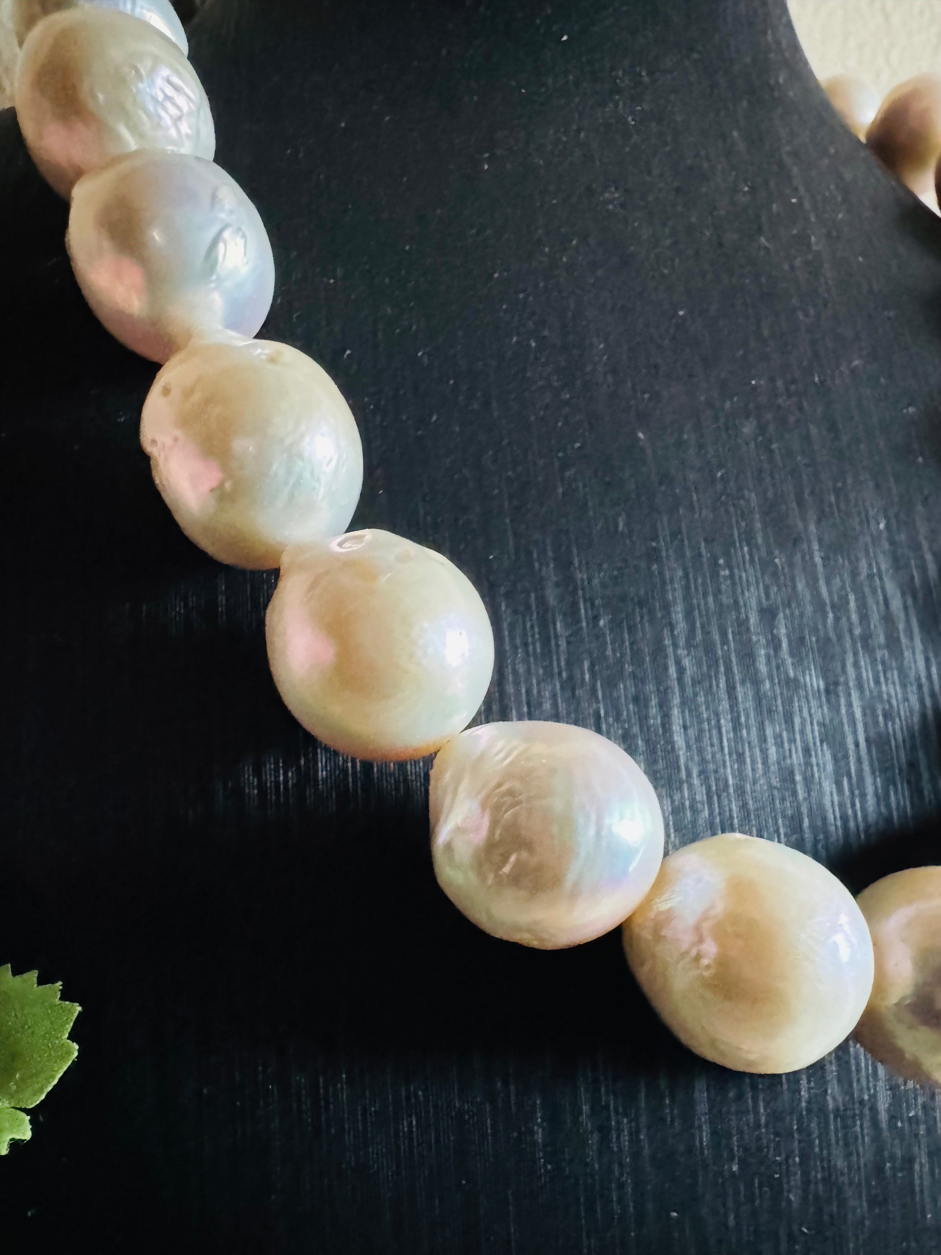 Large White Colour Off Round Pearl Necklace, 925 Sterling Silver Puch Clasp, Genuine Pearl Jewelry, Handcrafted in Australia, Exclusive Gift