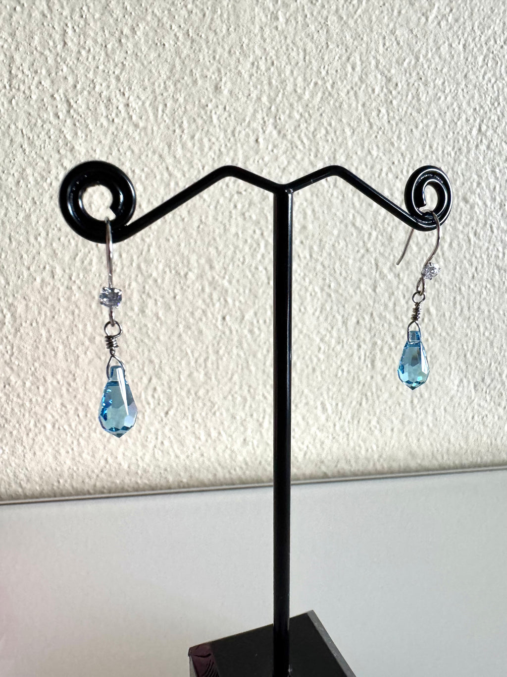 Sterling silver Swarovski elements crystal earring hooks with stainless settings