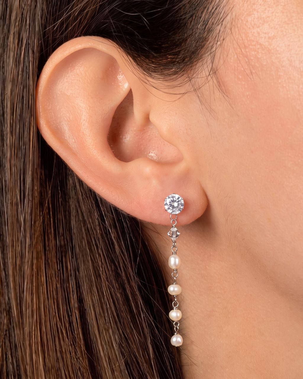 Surgical Stainless Cubic Zirconia Studs Earrings with & Removable 3 Jackets, Minimalist Dainty Double-Sided Earrings, Gift for Her