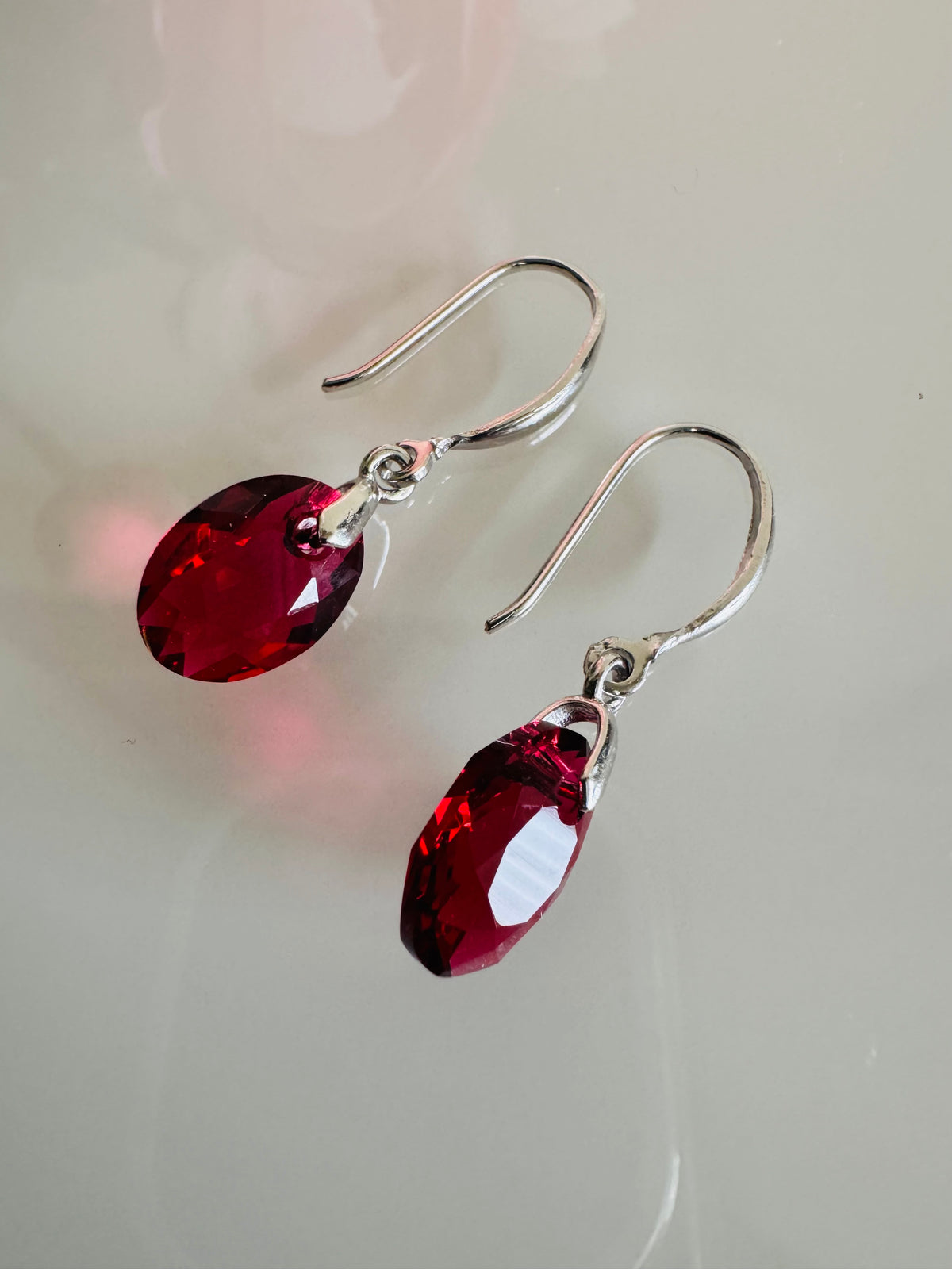 Swarovski Crystal Drop Earrings, Sterling Silver Dangle Earrings, Handmade Australian Jewellery, Red Crystal Earrings, Gift for Her