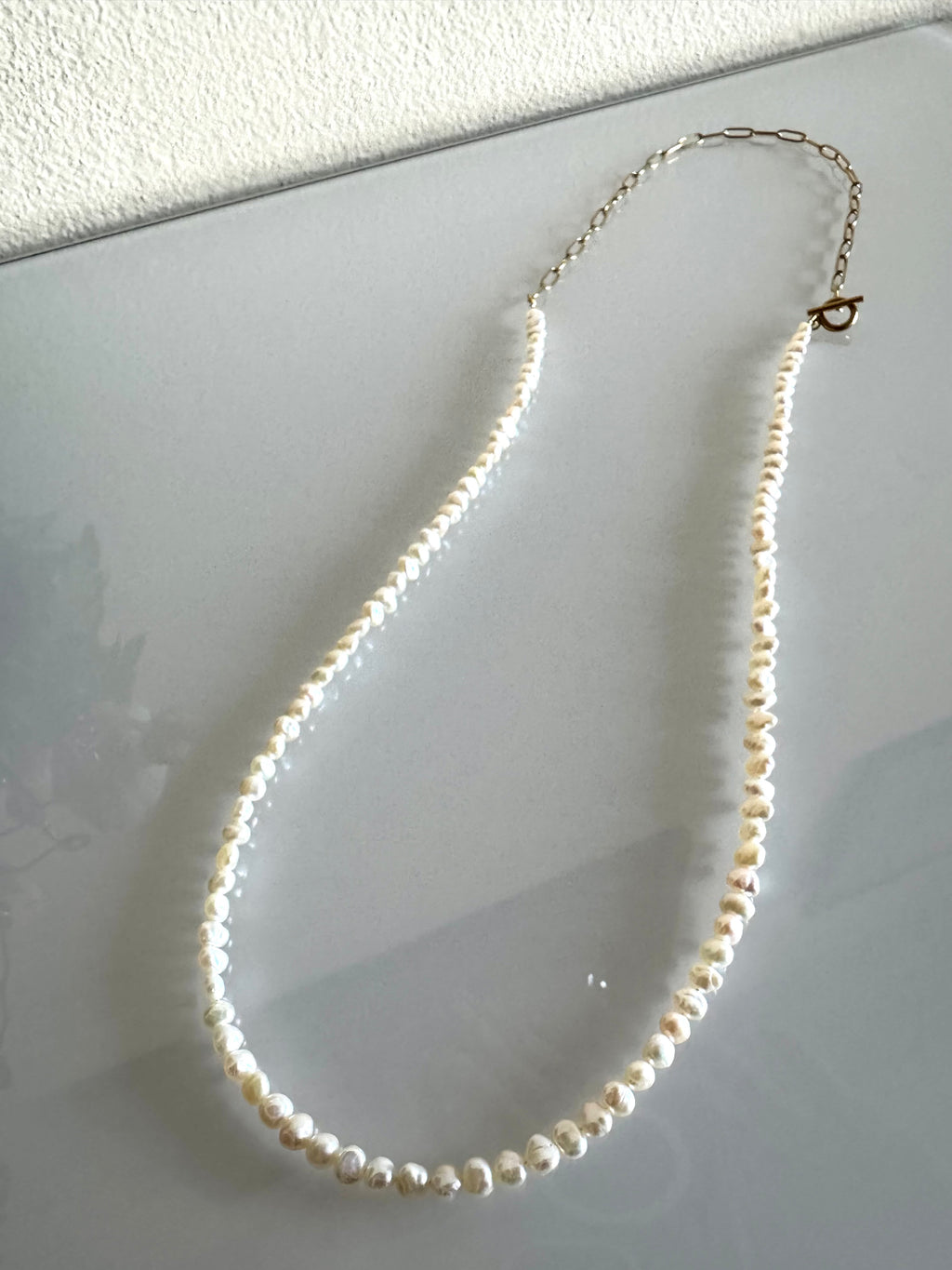 Long Freshwater Pearl Necklace With Surgical Stainless Steel Gold Chain Necklace, 3 Ways wearable Necklace, Handmade Australia, Gift for Her