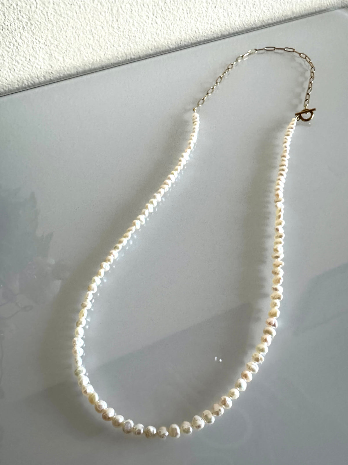 Long Freshwater Pearl Necklace With Surgical Stainless Steel Gold Chain Necklace, 3 Ways wearable Necklace, Handmade Australia, Gift for Her