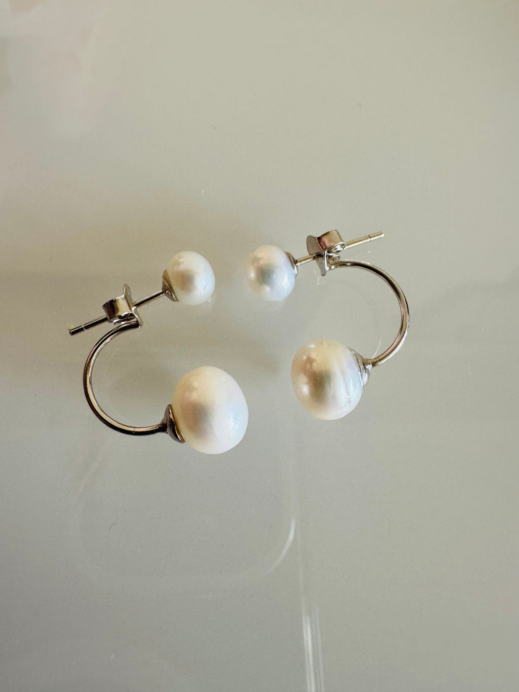 925 Sterling Silver Rhodium Plated Freshwater Pearl Studs Earrings, Elegant Bridal Jewellery, Anniversary Gift