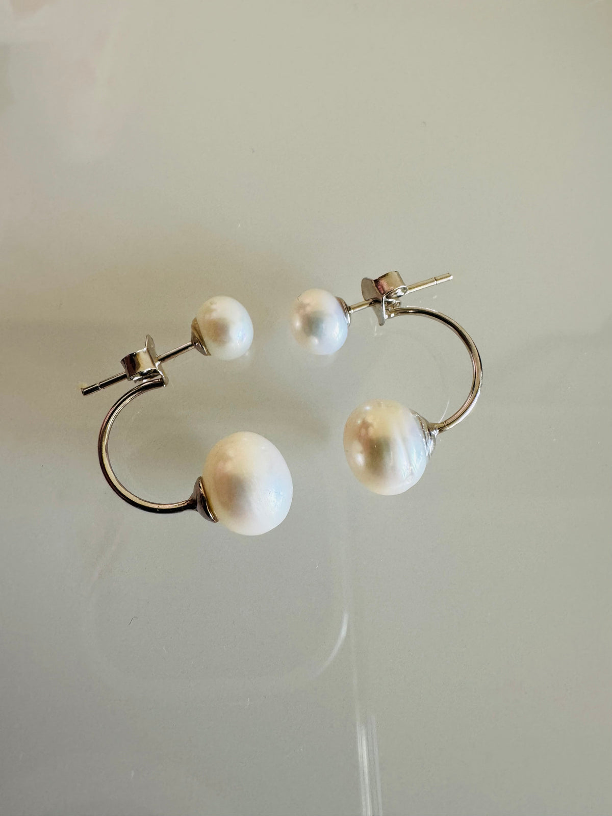 925 Sterling Silver Rhodium Plated Freshwater Pearl Studs Earrings, Elegant Bridal Jewellery, Anniversary Gift