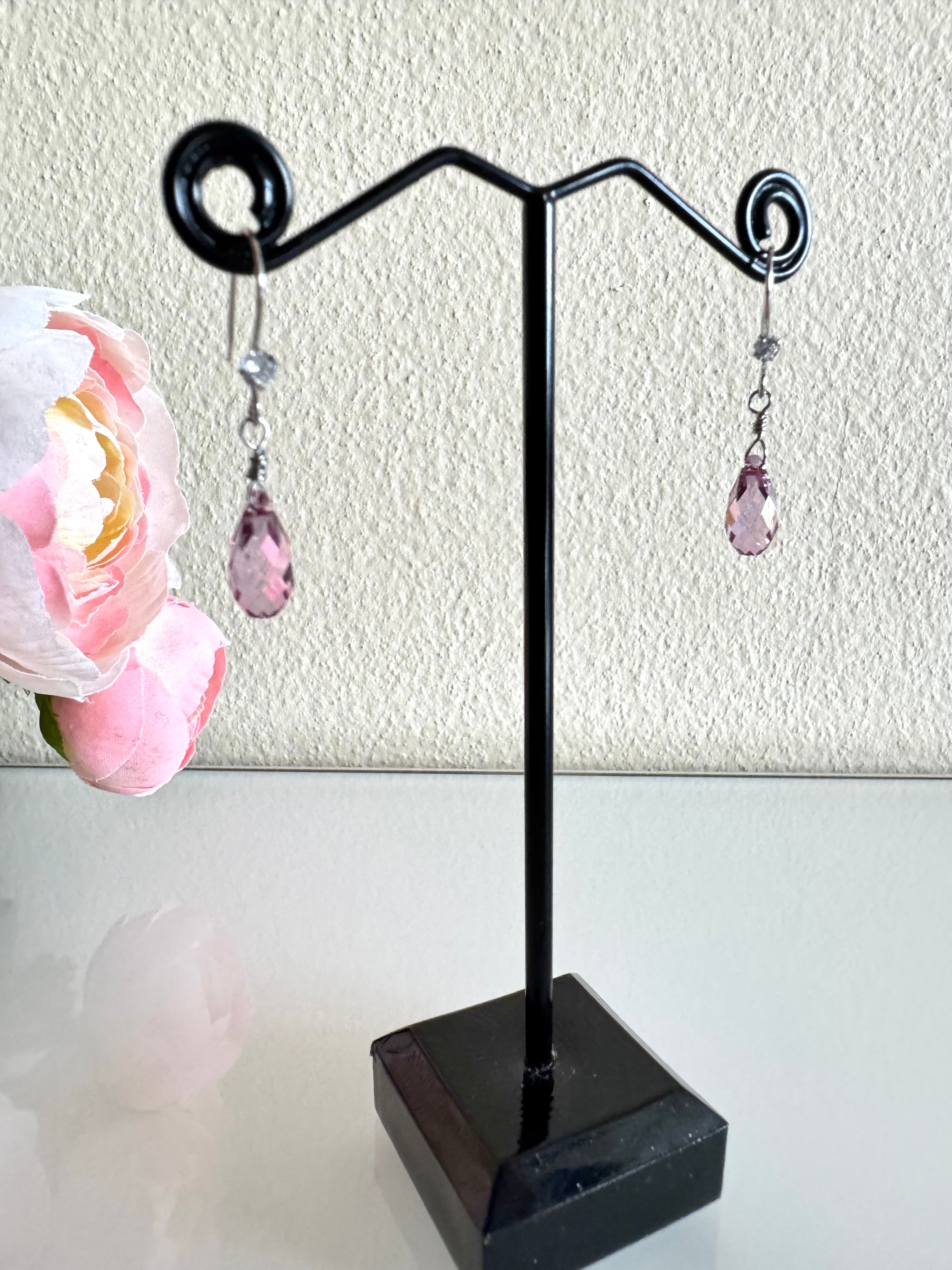 Sterling silver Swarovski elements crystal earring hooks with stainless settings