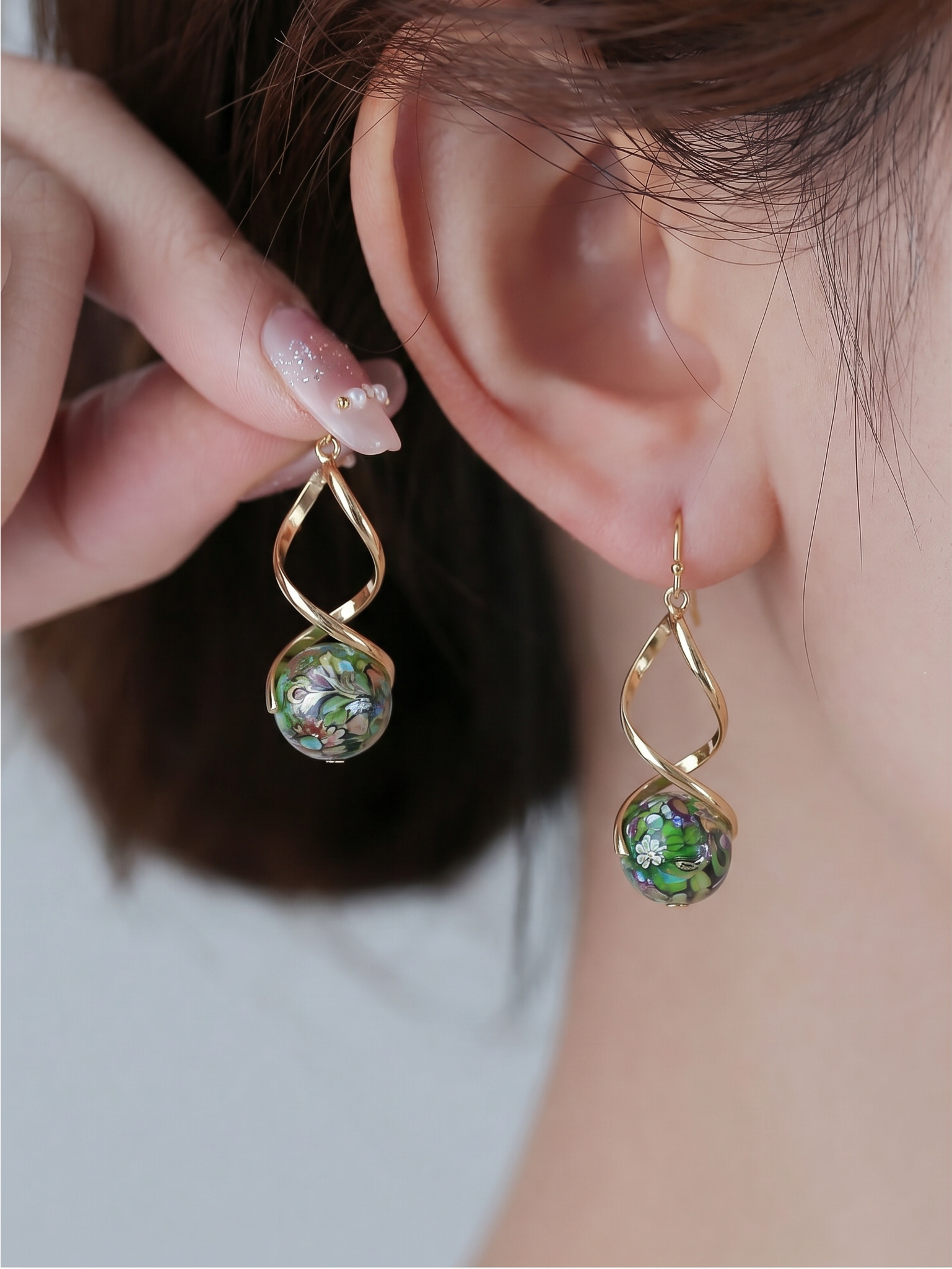 Japanese tensha beads earrings with surgical stainless steel hooks