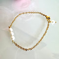 Freshwater pearl chain bracelet with stainless gold(Tarnish free & water proof)