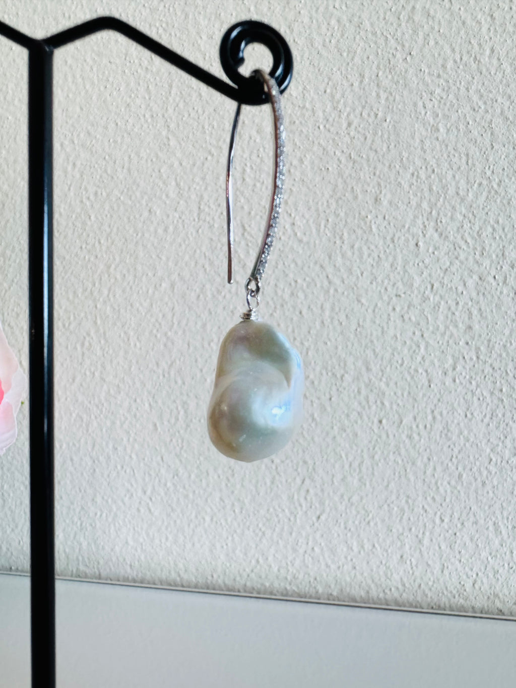 925 Sterling Silver Baroque Pearl Drop Earrings, Rhodium Plated Freshwater Pearl Dangle Earrings, Elegant Bridal Jewellery, Anniversary Gift