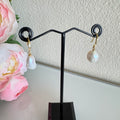Sterling silver gold plated freshwater baroque pearl earrings with cubic zirconia melees
