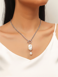 Handmade Baroque Pearl Toggle Necklace, Surgical Stainless Steel Chain, Minimalist Jewelry
