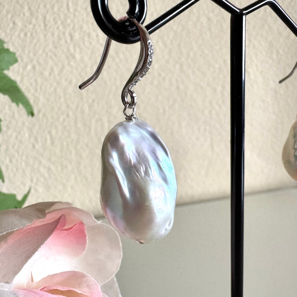 Sterling silver freshwater baroque pearl earrings
