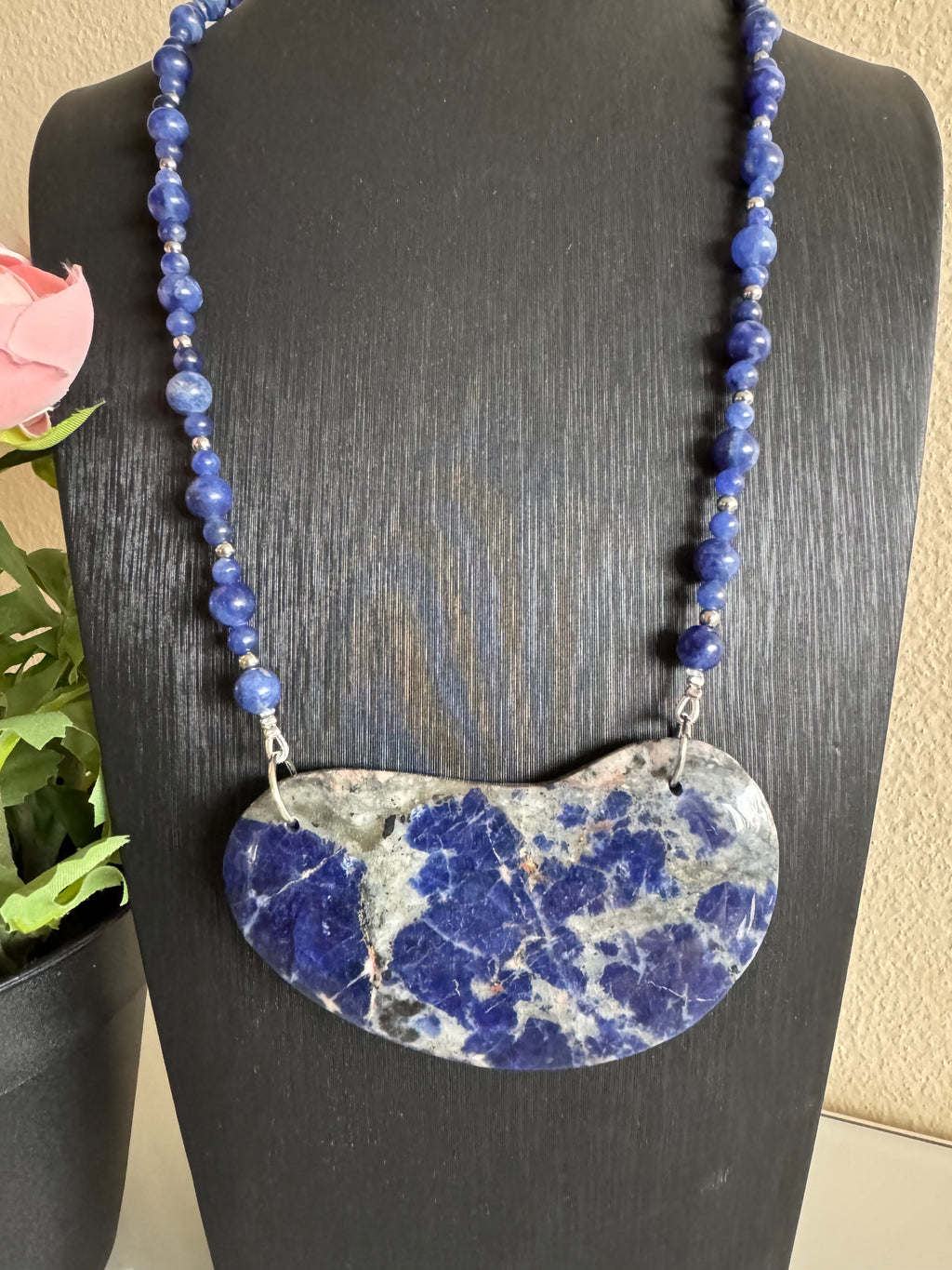 Sodalite necklace with stainless settings(Tarnish free)