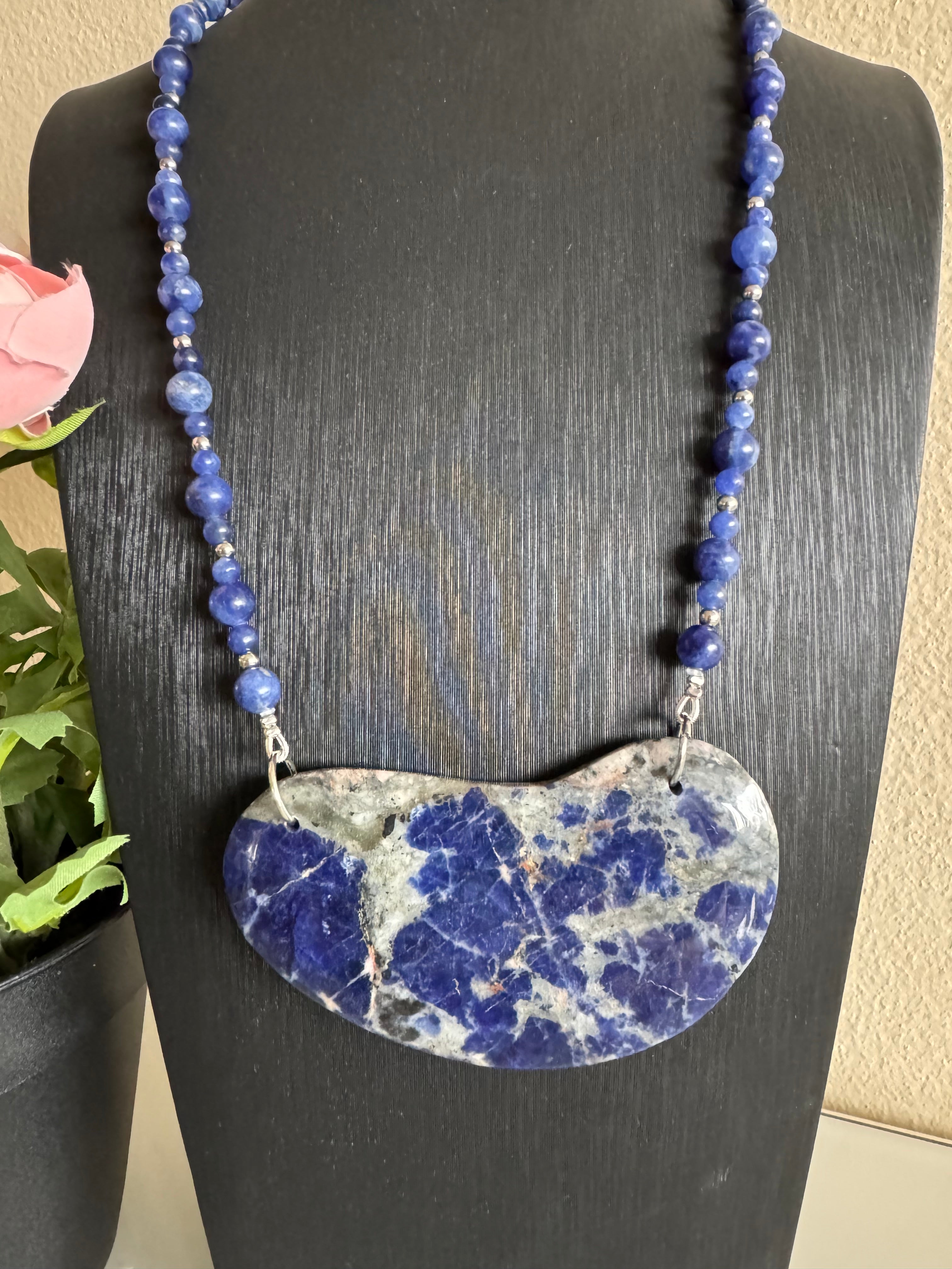 Sodalite necklace with stainless settings(Tarnish free)