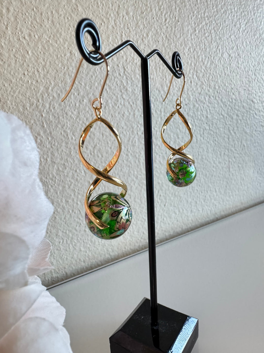 Japanese tensha beads earrings with surgical stainless steel hooks