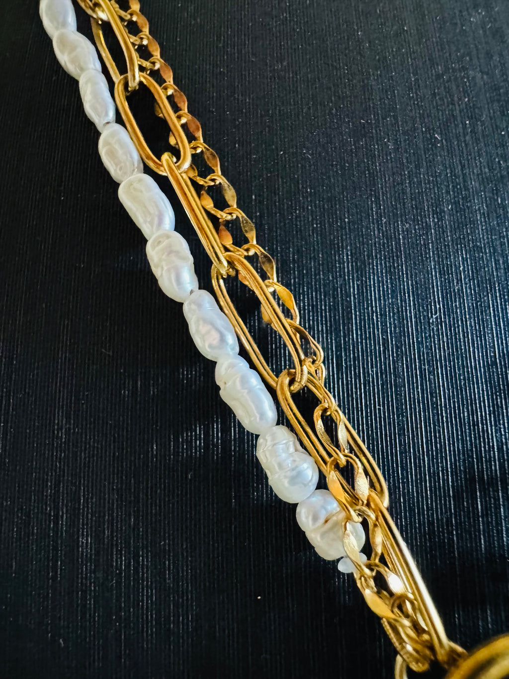 Large Flat Baroque Pearl Pendant with Surgical Stainless Chains, Genuine Natural pearl Necklace, Tarnish Free, Handcrafted in Australia