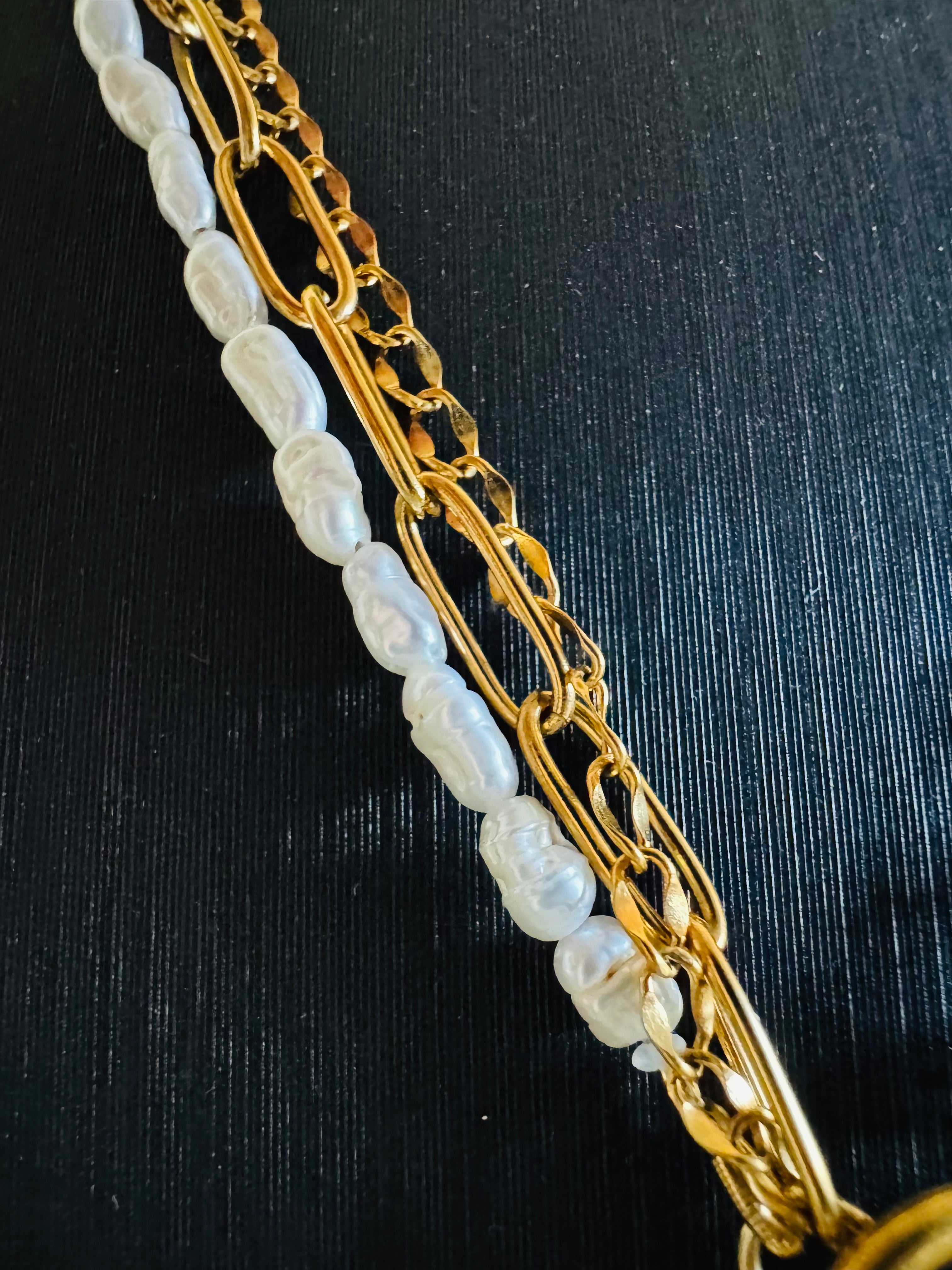 Large Flat Baroque Pearl Pendant with Surgical Stainless Chains, Genuine Natural pearl Necklace, Tarnish Free, Handcrafted in Australia