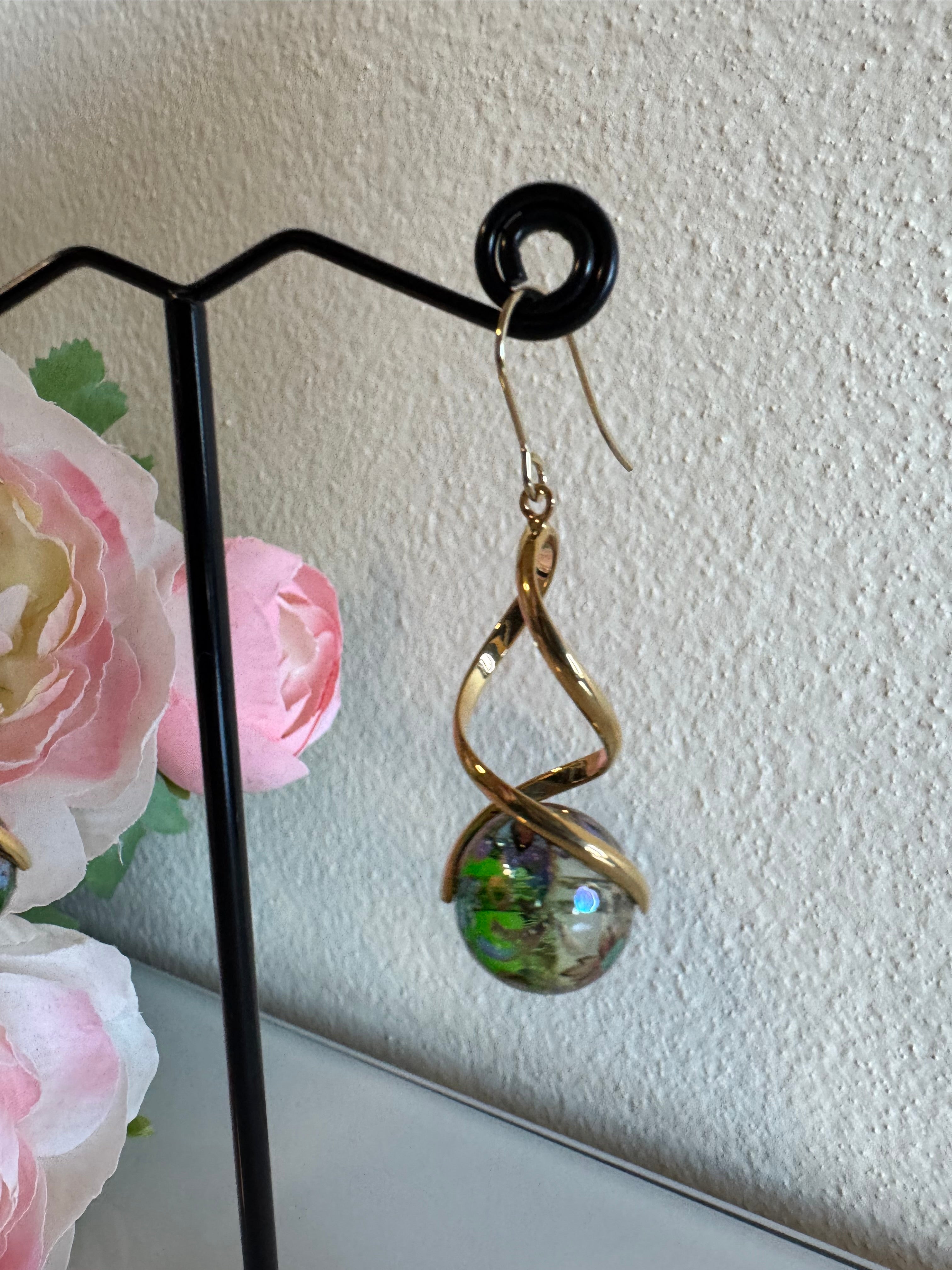 Japanese tensha beads earrings with surgical stainless steel hooks