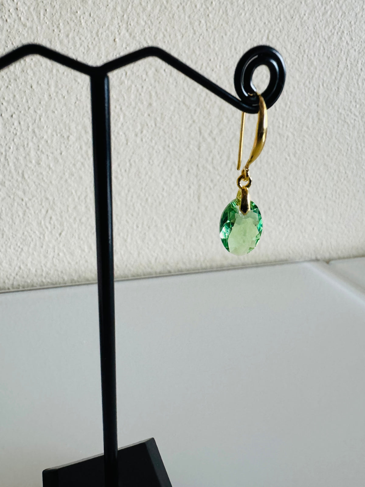 Swarovski Crystal Drop Earrings, Sterling Silver Gold Dangle Earrings, Handmade Australian Jewellery, Peridot Green Crystal, Gift for Her