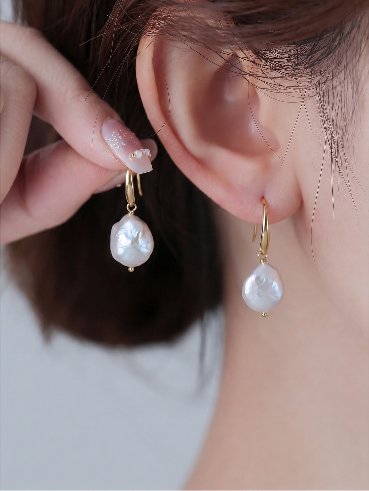 Freshwater Coin Shape Baroque Pearl Drop Earrings, Surgical Stainless Gold Dangle Earrings, Handmade Australian Jewellery, Gift For Her