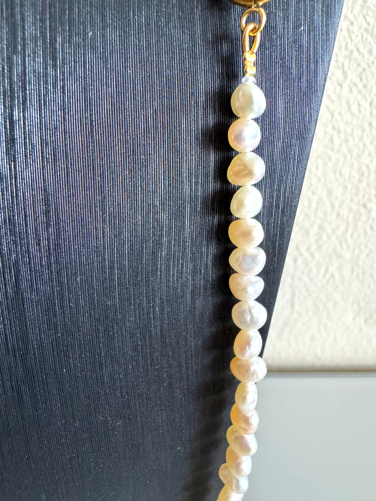 Long Freshwater Pearl Necklace With Surgical Stainless Steel Gold Chain Necklace, 3 Ways wearable Necklace, Handmade Australia, Gift for Her