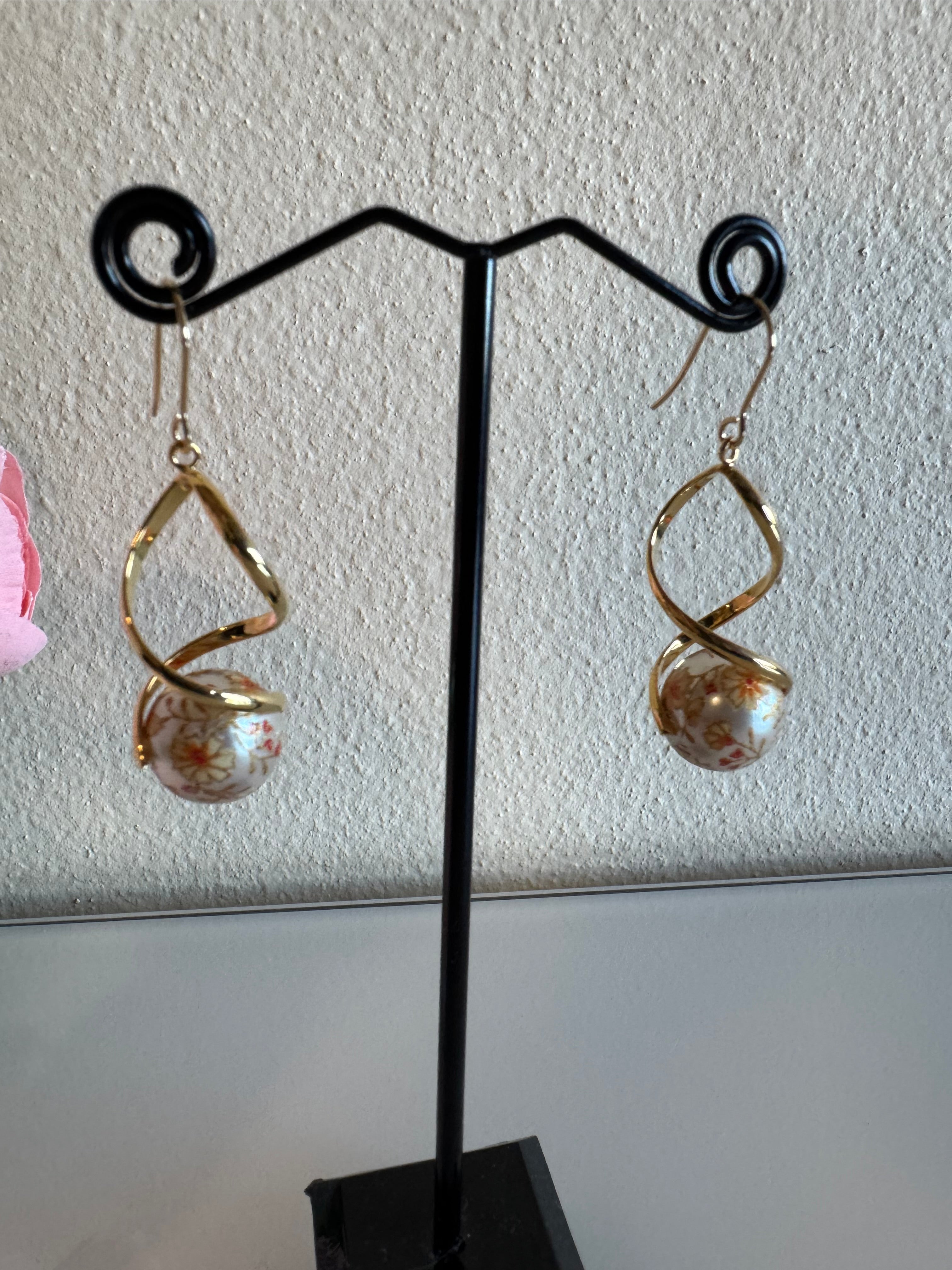Japanese tensha beads earrings with surgical stainless settings