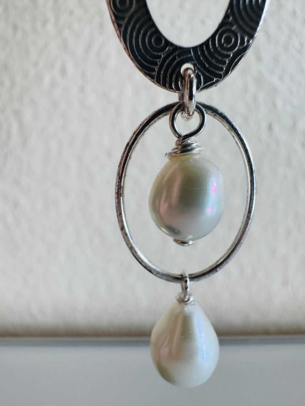 Sterling Silver Freshwater Pearl Trilogy Earrings Long Dangle Statement Earrings Handmade in Australia Gift for Her Anniversary Gift