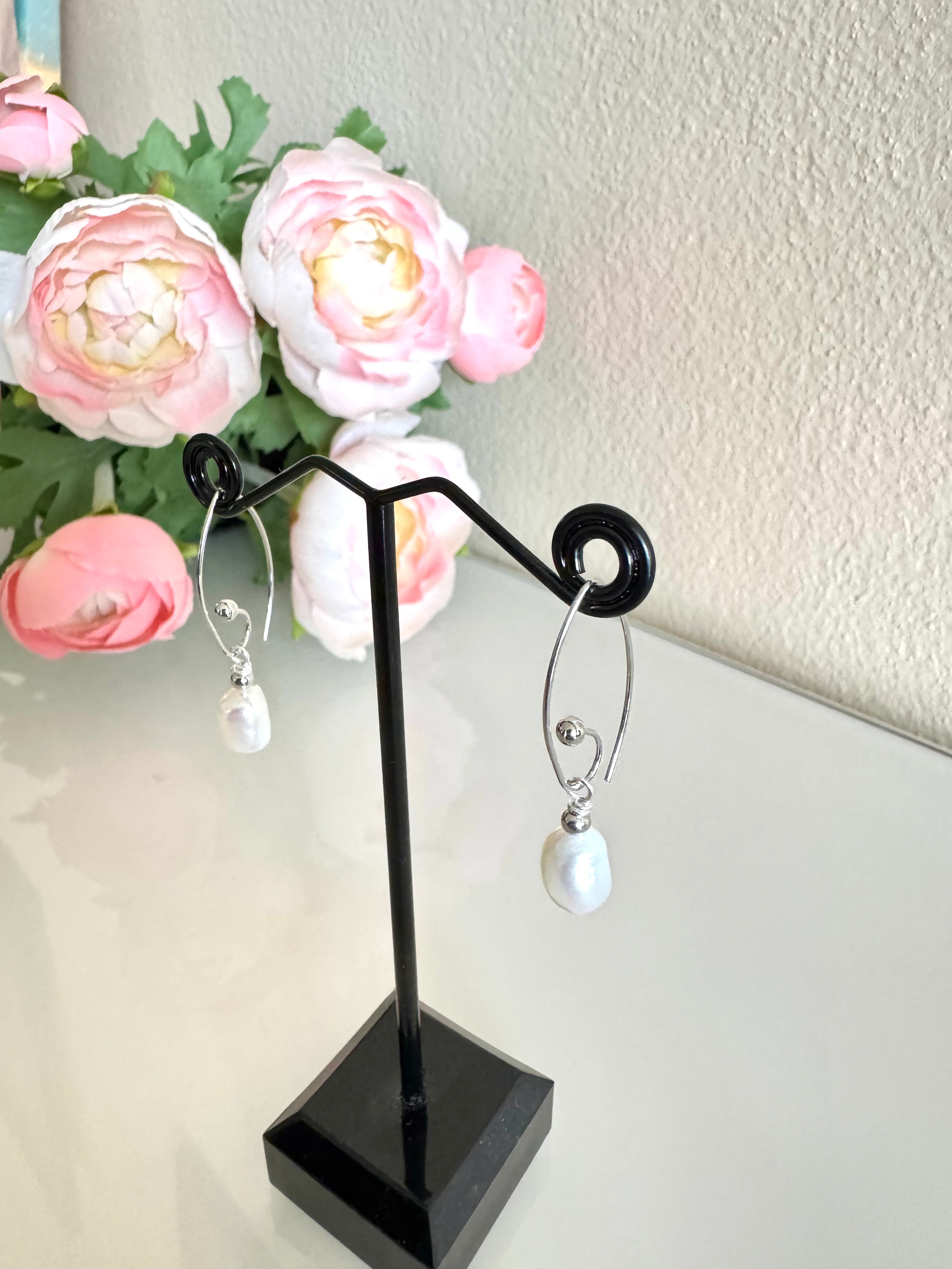 Sterling silver freshwater pearl earrings