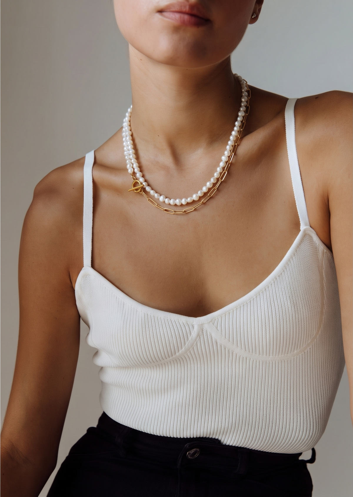 Long Freshwater Pearl Necklace With Surgical Stainless Steel Gold Chain Necklace, 3 Ways wearable Necklace, Handmade Australia, Gift for Her