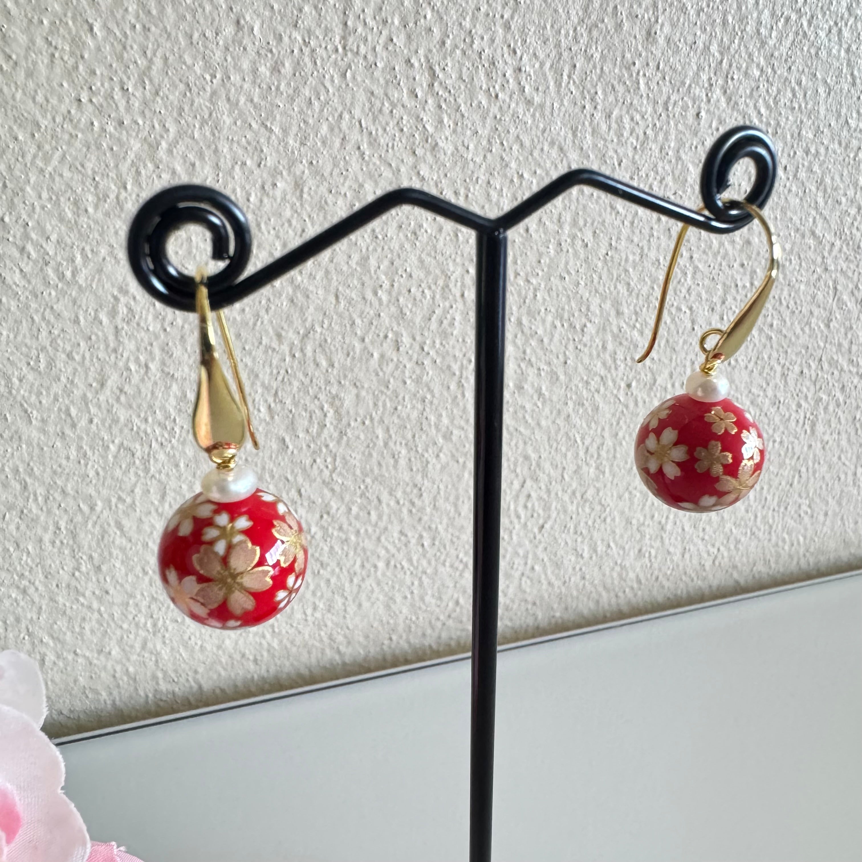 Sterling silver Japanese tensha beads and freshwater pearl earrings