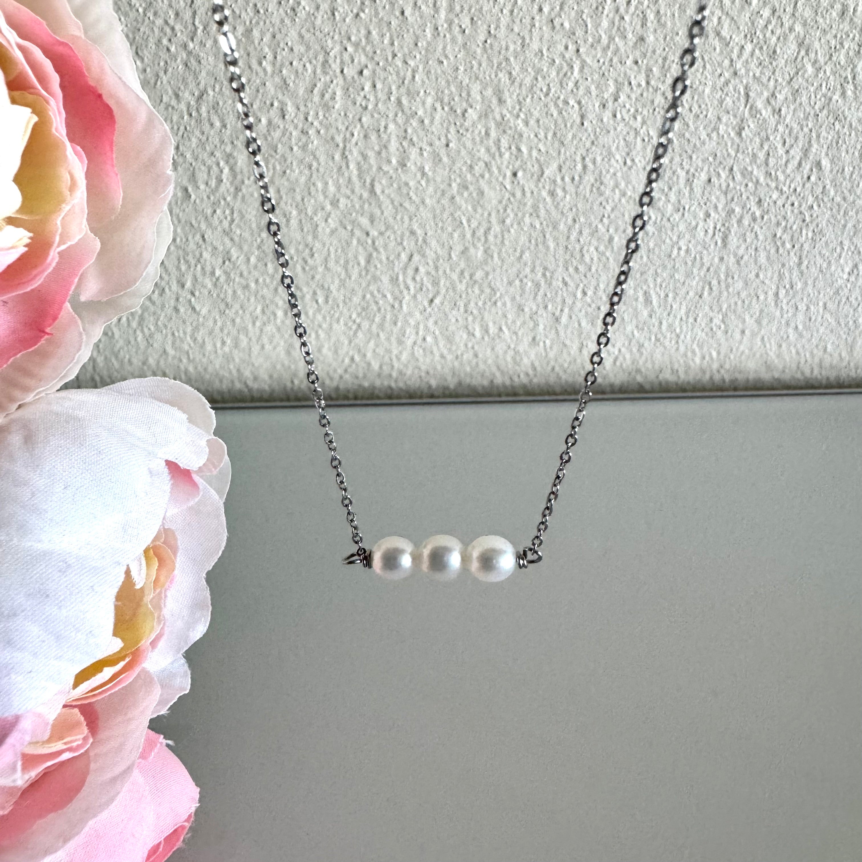 Freshwater pearl necklace with stainless chain(Tarnish free & water proof)