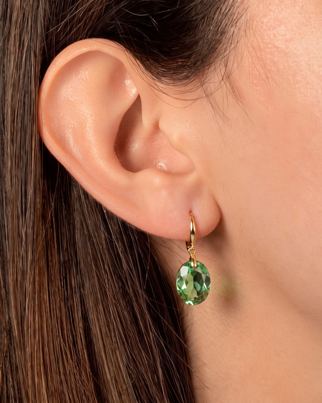 Swarovski Crystal Drop Earrings, Sterling Silver Gold Dangle Earrings, Handmade Australian Jewellery, Peridot Green Crystal, Gift for Her